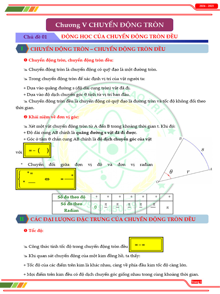 Chu de 1 Dong Hoc Cua Chuyen Dong Tron Deu | PDF