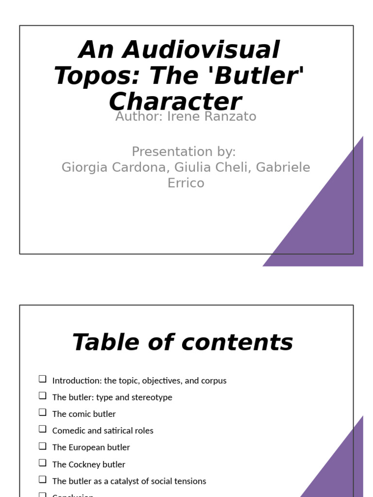 Butler Character Analysis Presentation | PDF