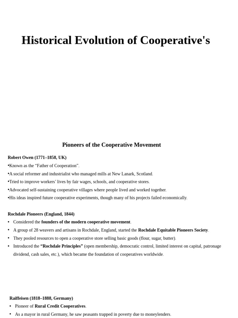 Evolution of Cooperatives: Key Milestones | PDF | Cooperative | Economies