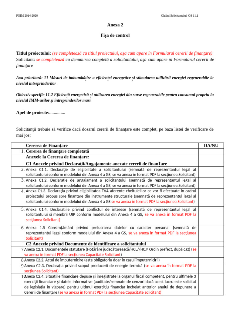Anexa 2 Fisa de Control - OS 11.2 RES - APL | PDF