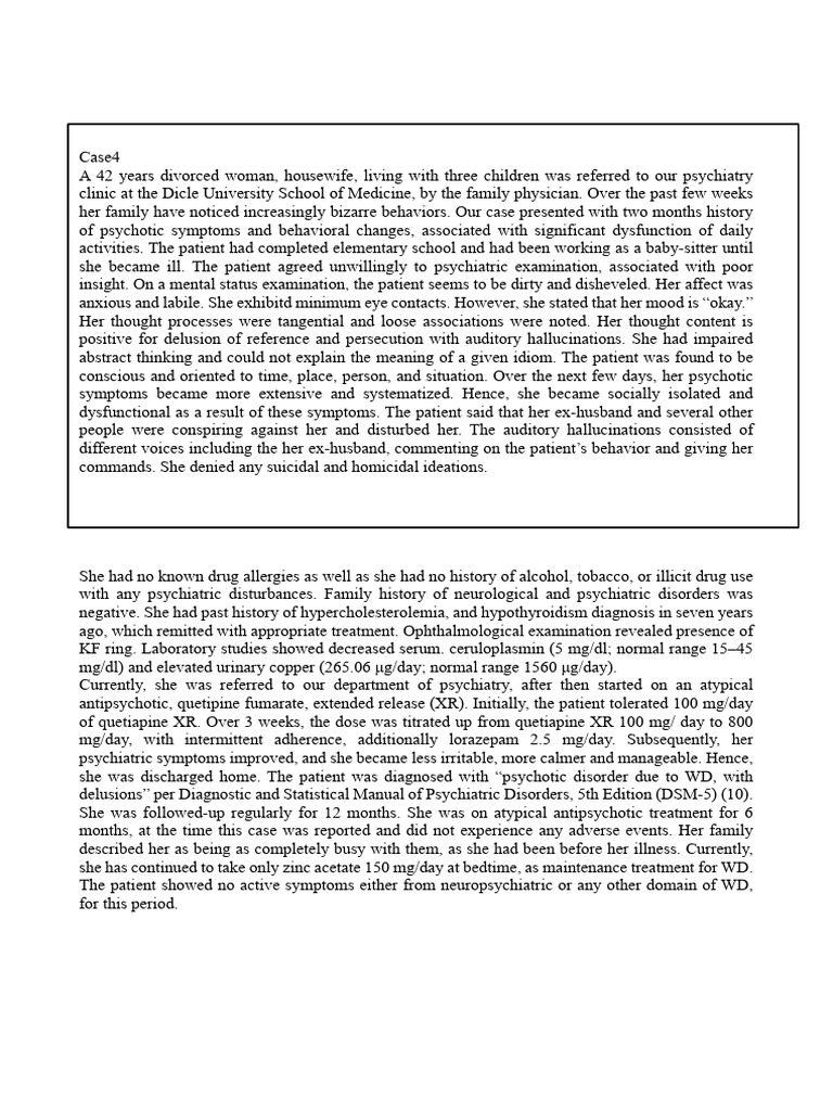 Psychotic Disorders in Women: Case Studies | PDF | Psychiatry | Psychosis