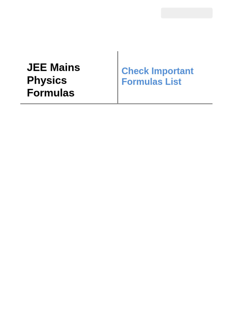 JEE Mains Physics Formulas Guide | PDF | Force | Waves