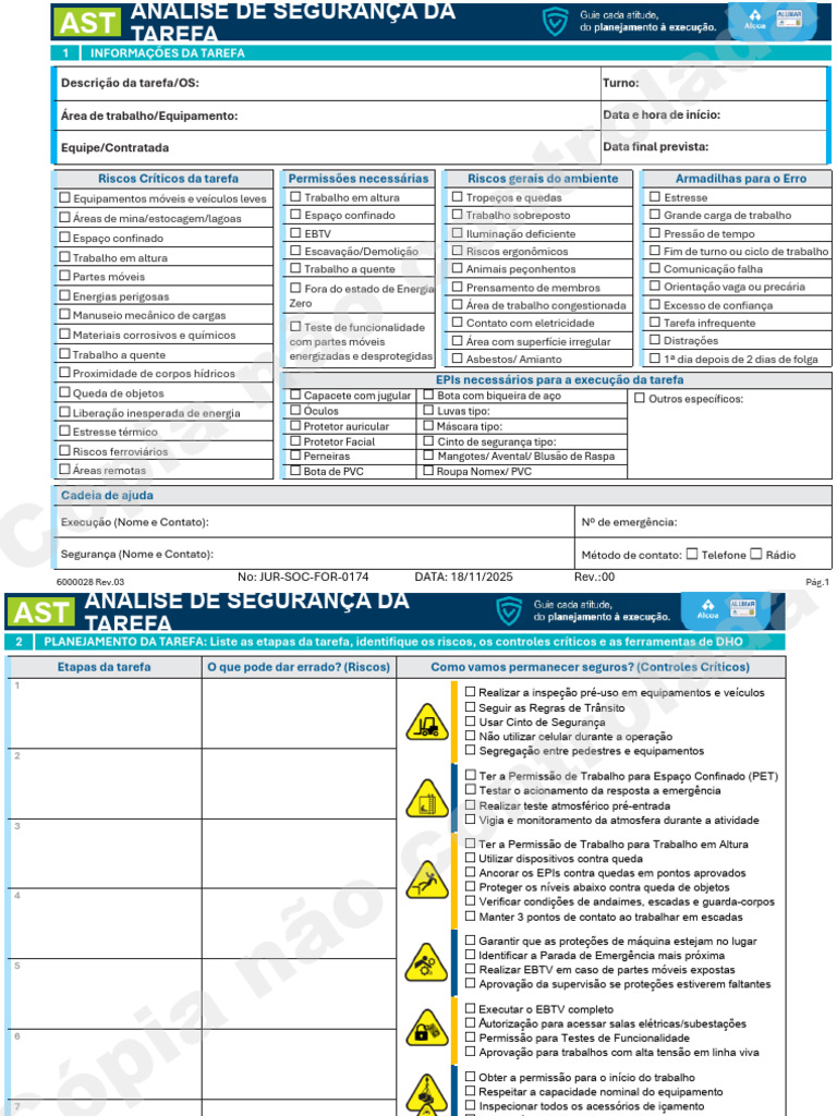 Análise de Segurança da Tarefa (AST) | PDF