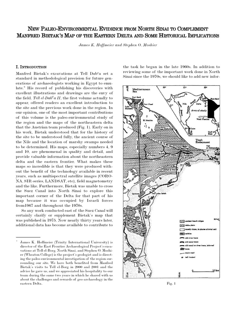 New Paleo-Environmental Evidence From North Sinai To Complement Manfred ...