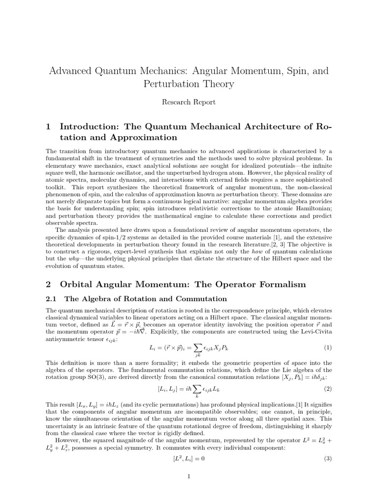 Advanced Quantum Mechanics Angular Momentum Spin and Perturbation ...