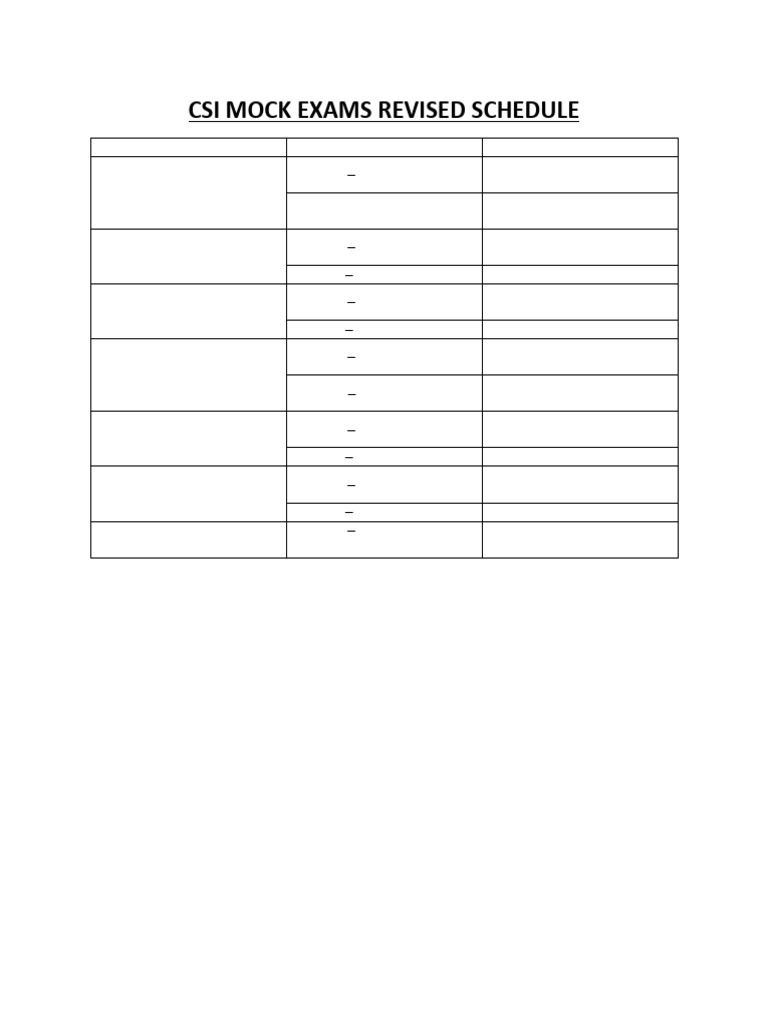 Revised CSI Mock Exam Schedule 2025 | PDF