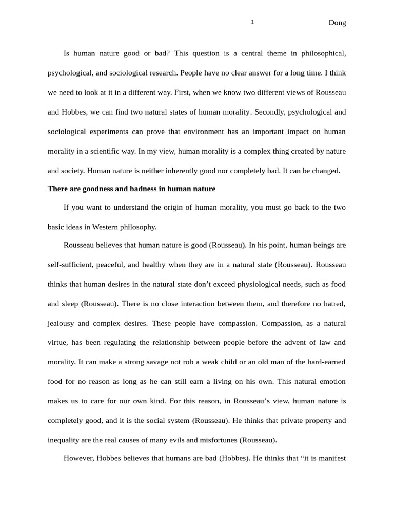 期末Paper 英 | PDF | Human Nature | Morality