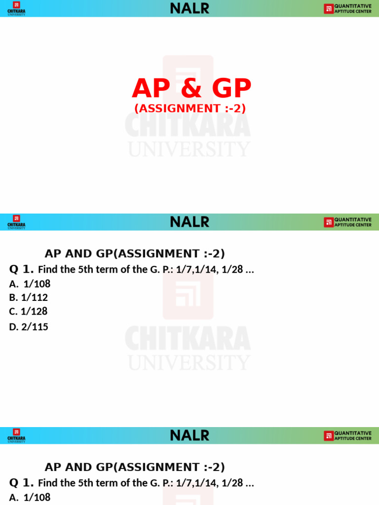 AP and GP Assignment Questions | PDF | Mathematics | Chess