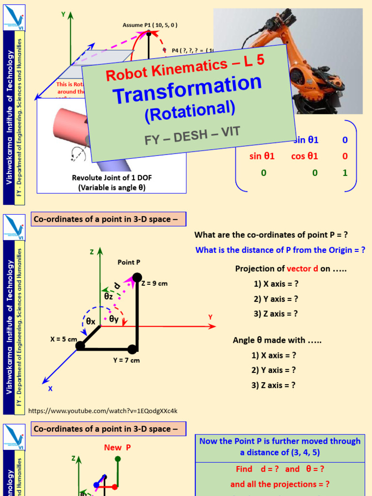 3D Point Rotation in Robotics Kinematics | PDF | Coordinate System ...