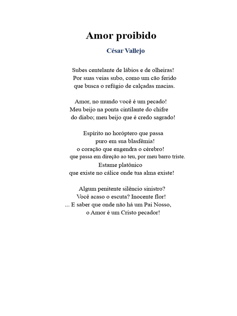 Amor Proibido em Poema de Vallejo | PDF