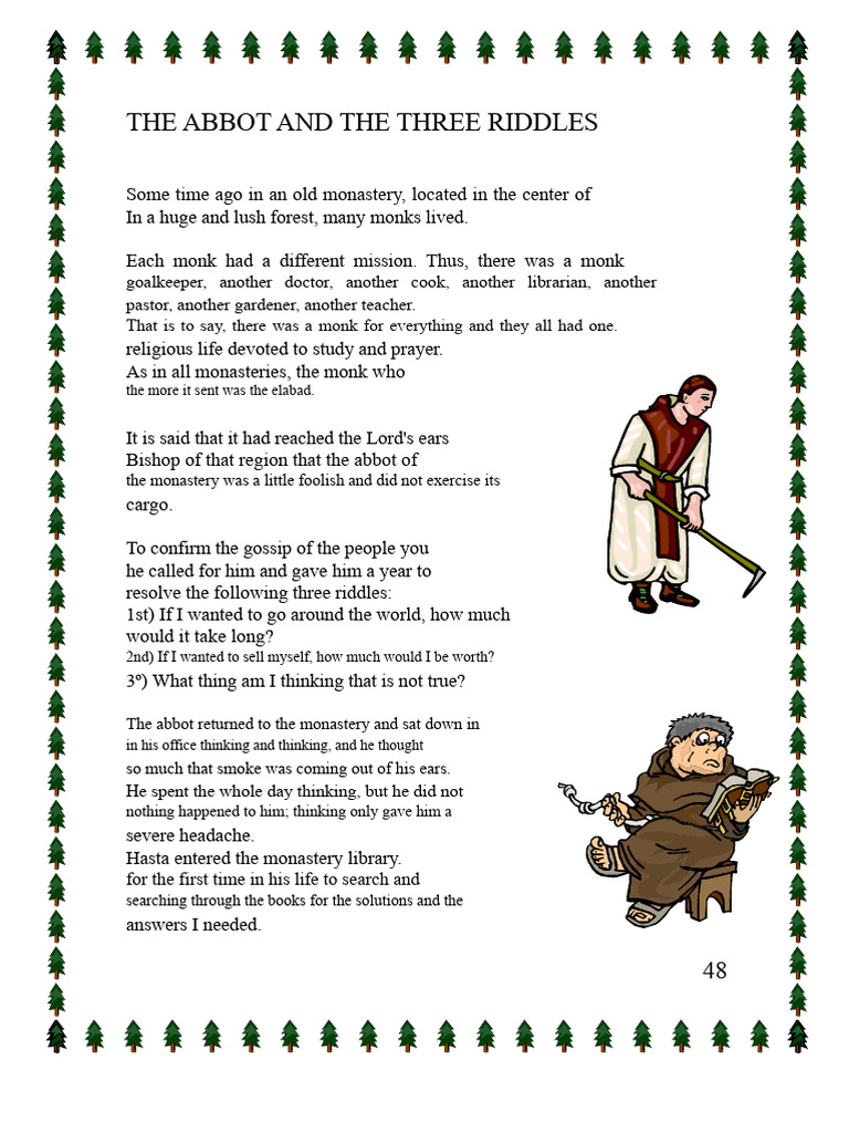 3rd Grade - Text and Activity - The Abbot and The Three Riddles | PDF ...