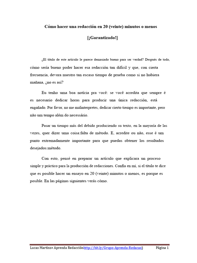 Redacción rápida en 20 minutos | PDF | Inmigración | Sentido común