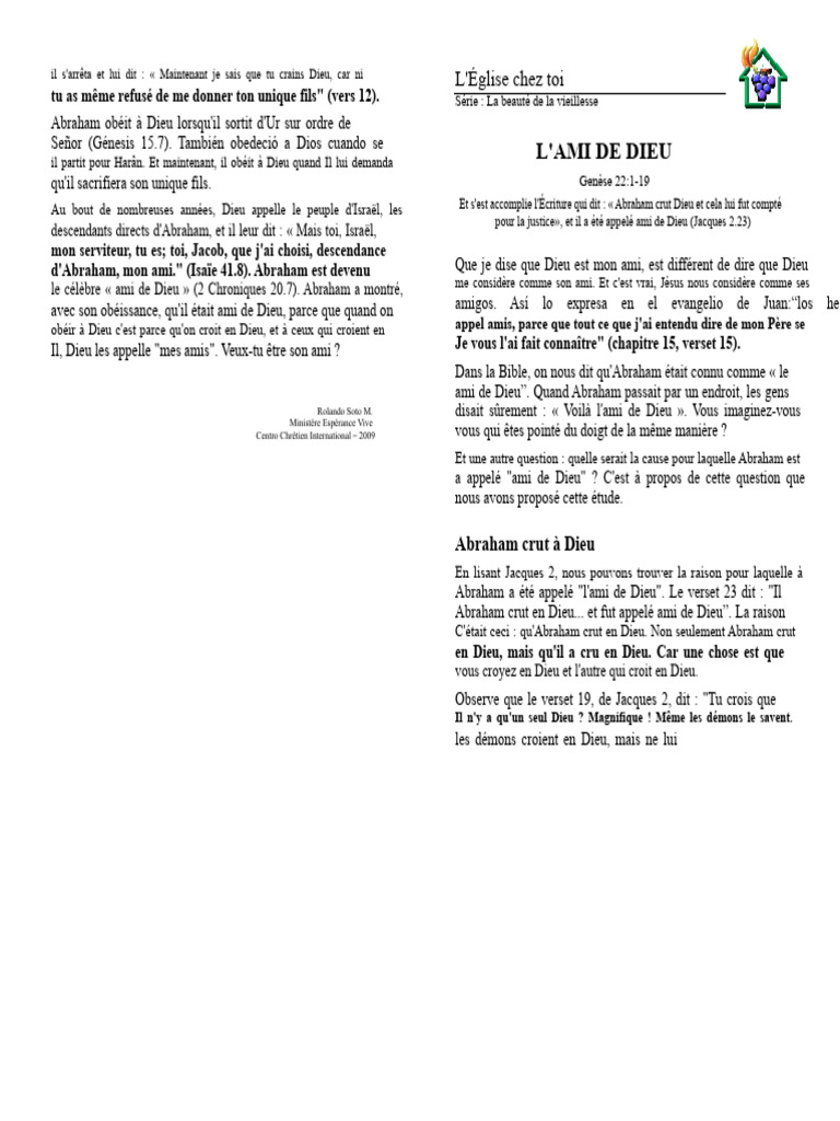 Abraham, l'ami de Dieu et son obéissance | PDF | Abraham | Isaac
