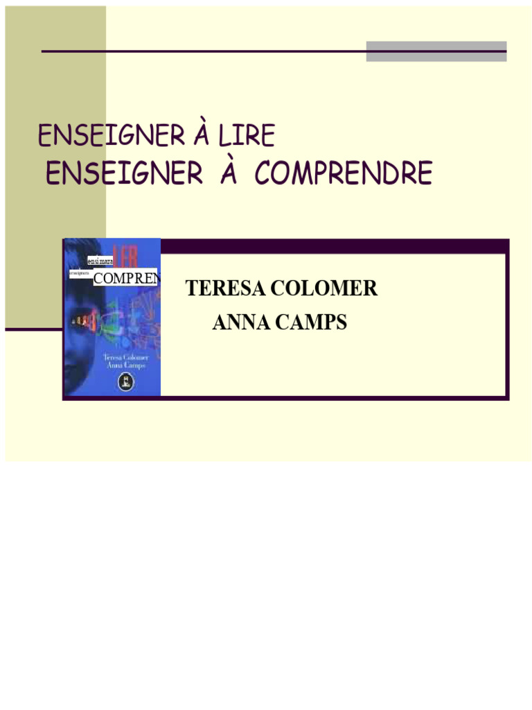 Enseigner la lecture et la compréhension | PDF | Cognition | Sciences ...