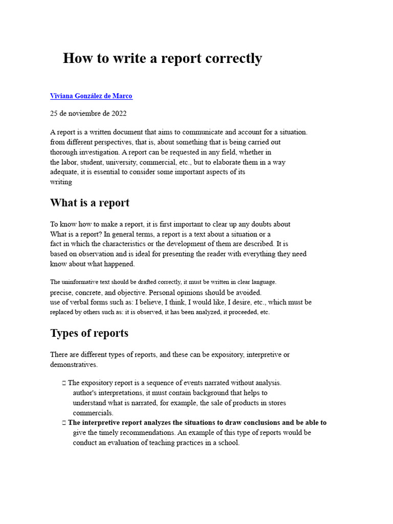 How To Write A Report Correctly | PDF | Information | Evaluation