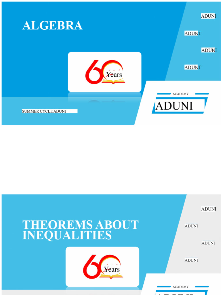 Summer ADUNI Week 07 - Algebra | PDF | Inequality (Mathematics) | Algebra