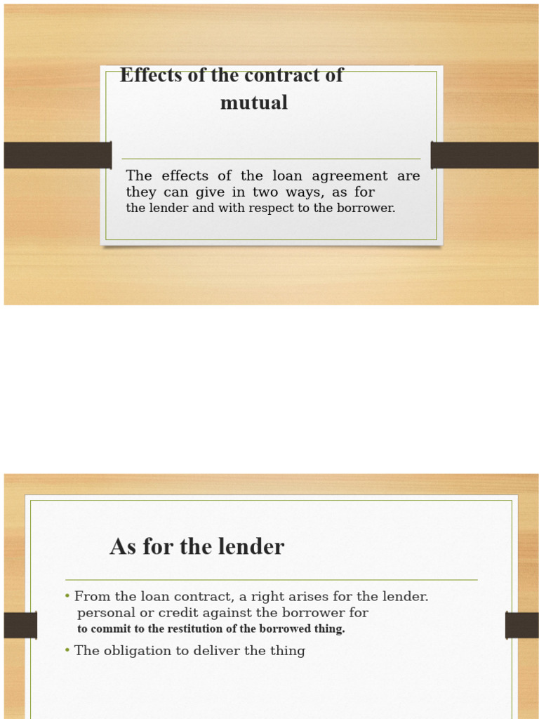 Effects of The Loan Contract | PDF | Loans | Debtor