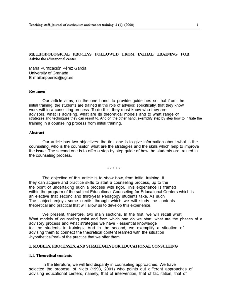 Initial Training in Educational Counseling | PDF | Teacher Education ...