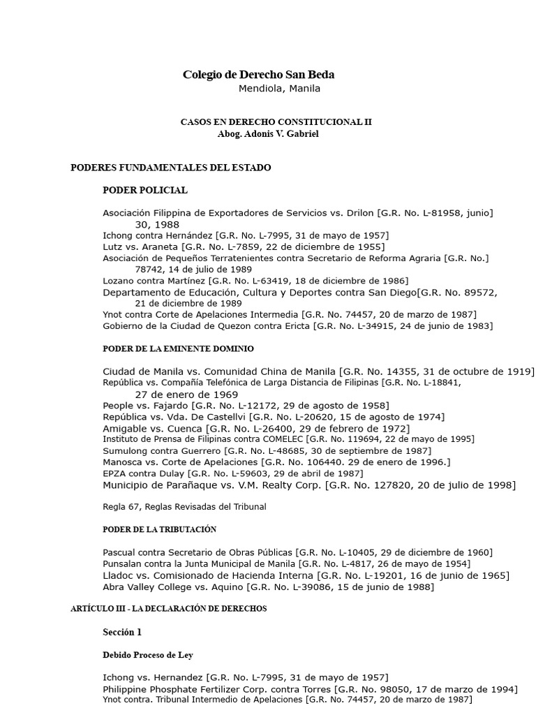 Casos de Derecho Constitucional en Filipinas | PDF | Justicia | Crimen ...