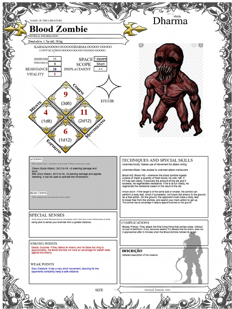 Blood Zombie: Stats and Abilities Guide | PDF