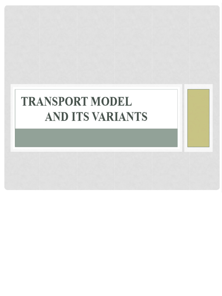 Transportation Model and Applications | PDF | Equations | Applied ...