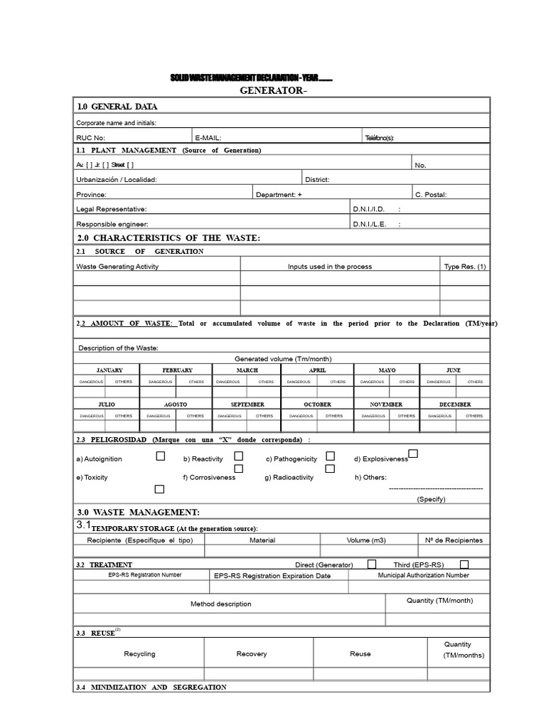 Solid Waste Management Declaration Form | PDF | Waste | Municipal Solid ...