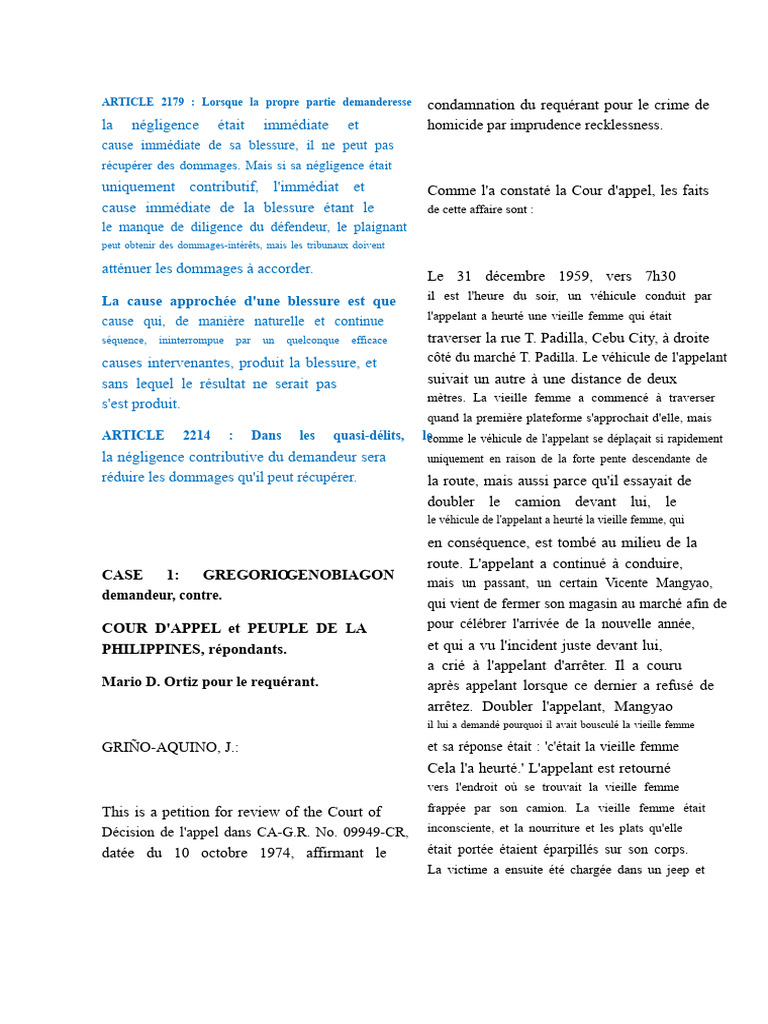 Négligence et responsabilité civile en cas d'accident | PDF | Loi ...