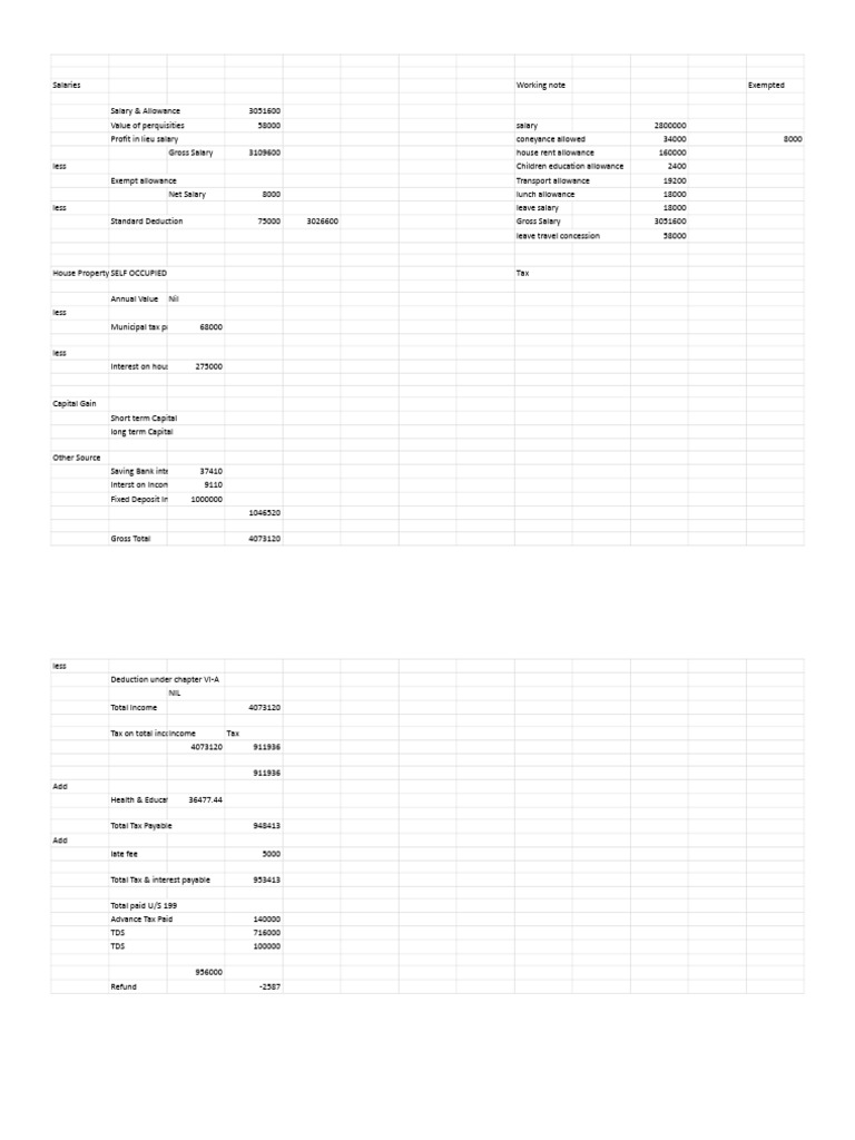 Salary Breakdown and Tax Calculation | PDF | Taxes | Salary