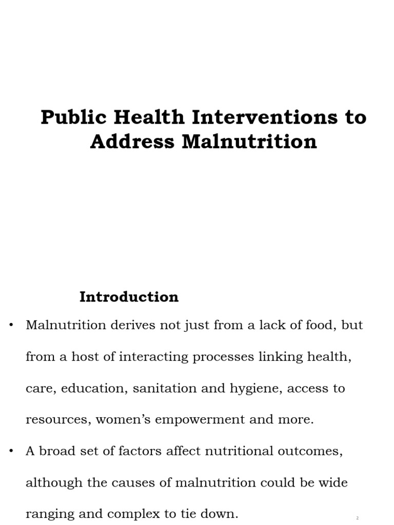 Public Health Strategies Against Malnutrition | PDF | Malnutrition ...