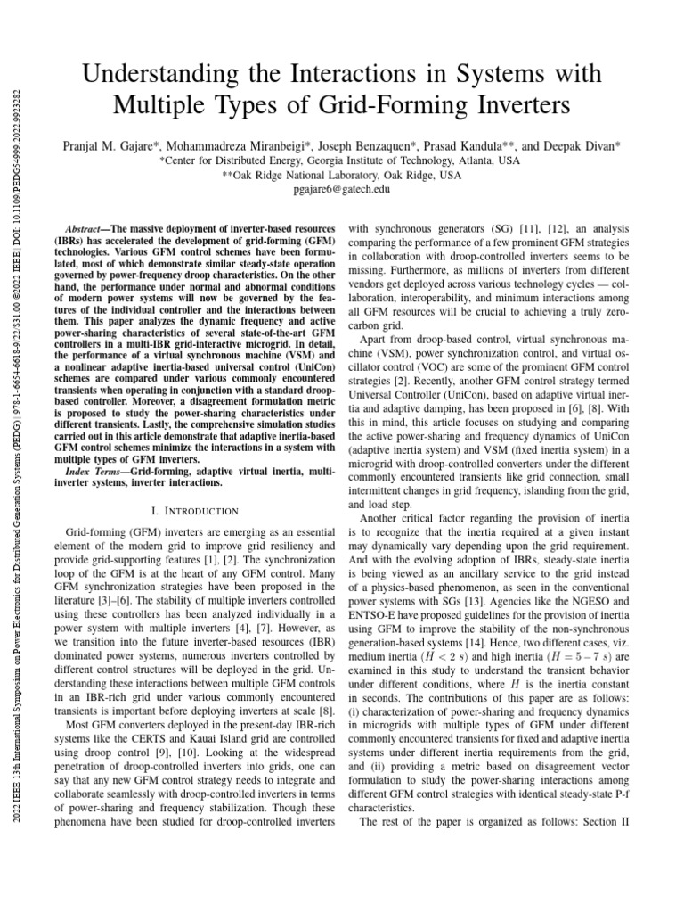 GFM Inverter Interactions in Microgrids | PDF | Electrical Grid | Power ...