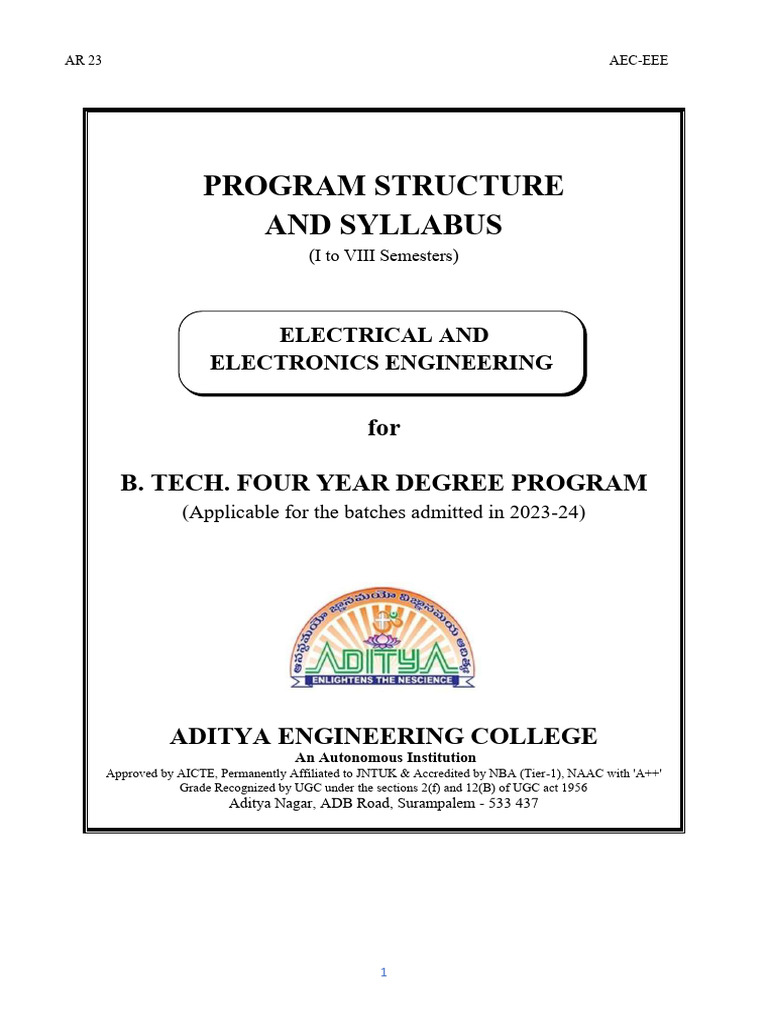 B.Tech Electrical Engineering Syllabus 2023 | PDF | Diffraction ...