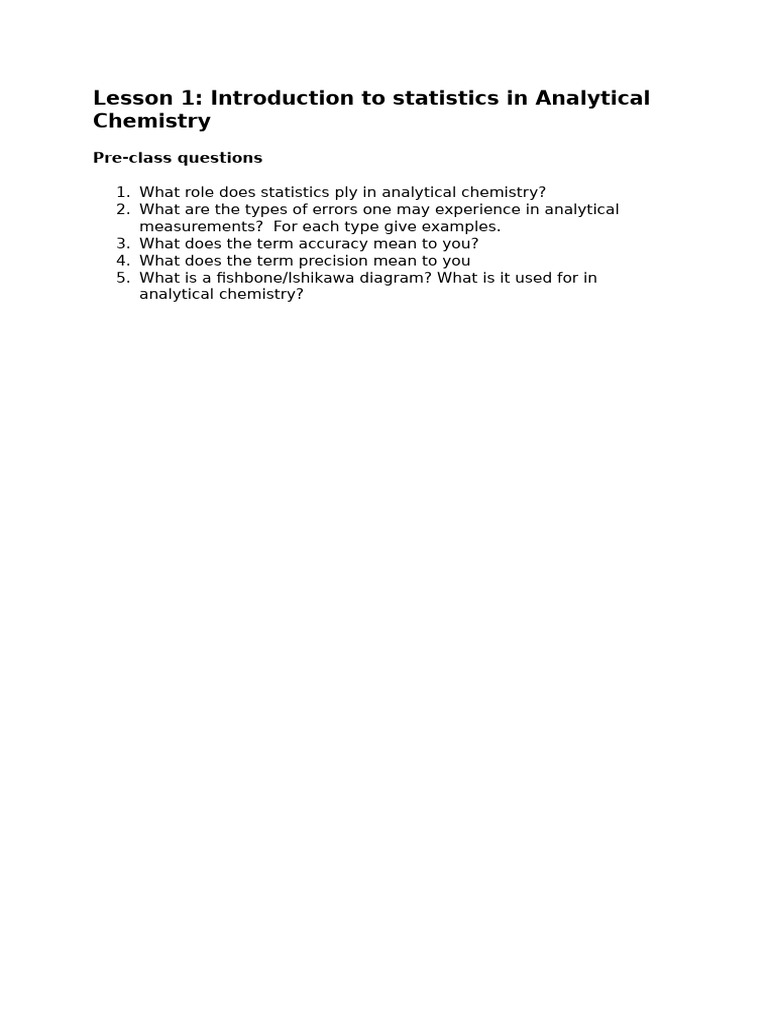 Lesson 1 Pre Class Questions | PDF