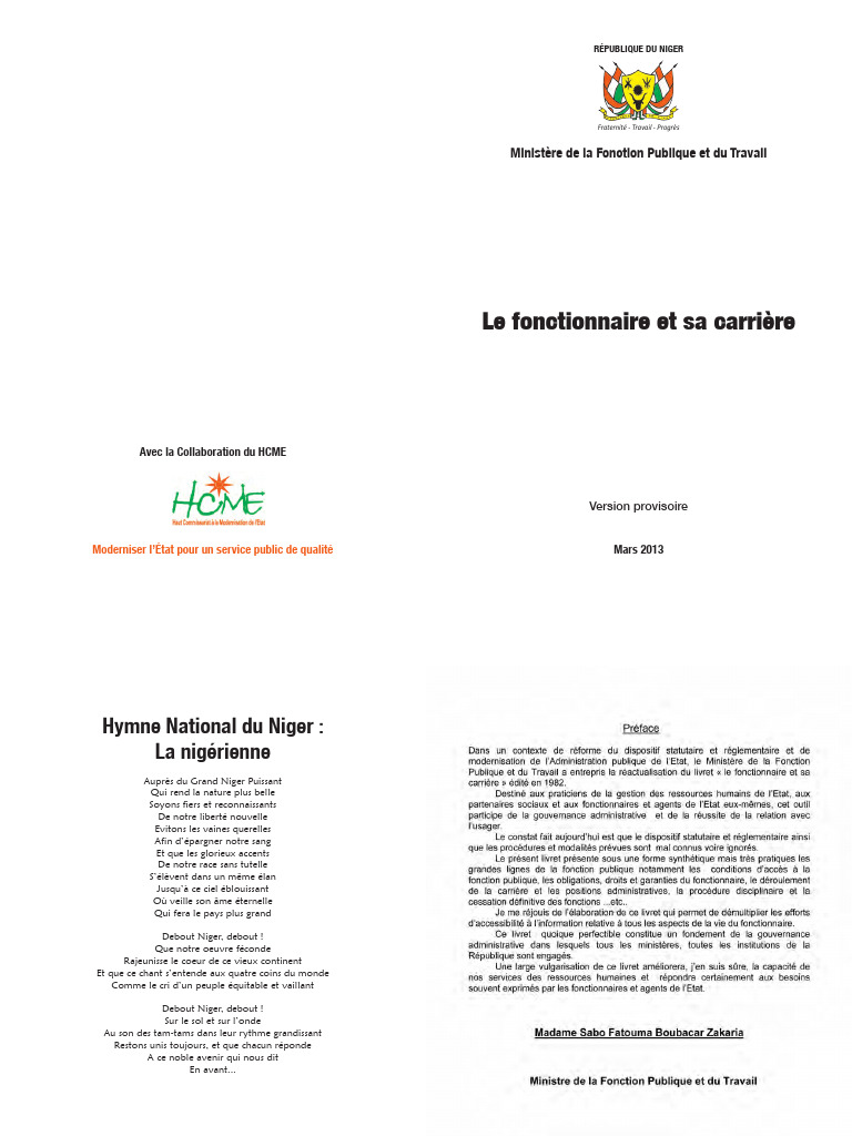 Carrière des fonctionnaires au Niger | PDF