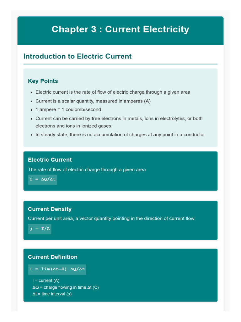 Chapter3 CurrentElectricity | PDF | Electric Current | Electrical ...