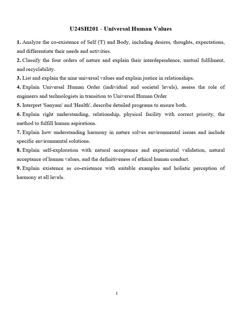 Universal Human Values and Co-existence | PDF