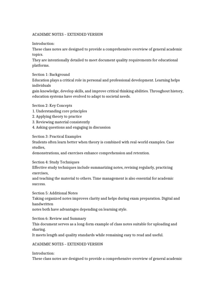 Comprehensive Academic Study Notes | PDF | Reading Comprehension ...