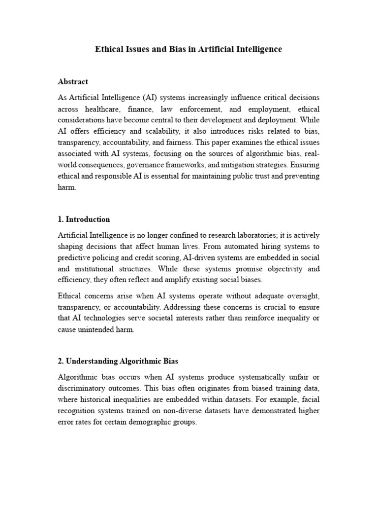 Ethical AI: Bias, Risks, and Solutions | PDF | Artificial Intelligence ...