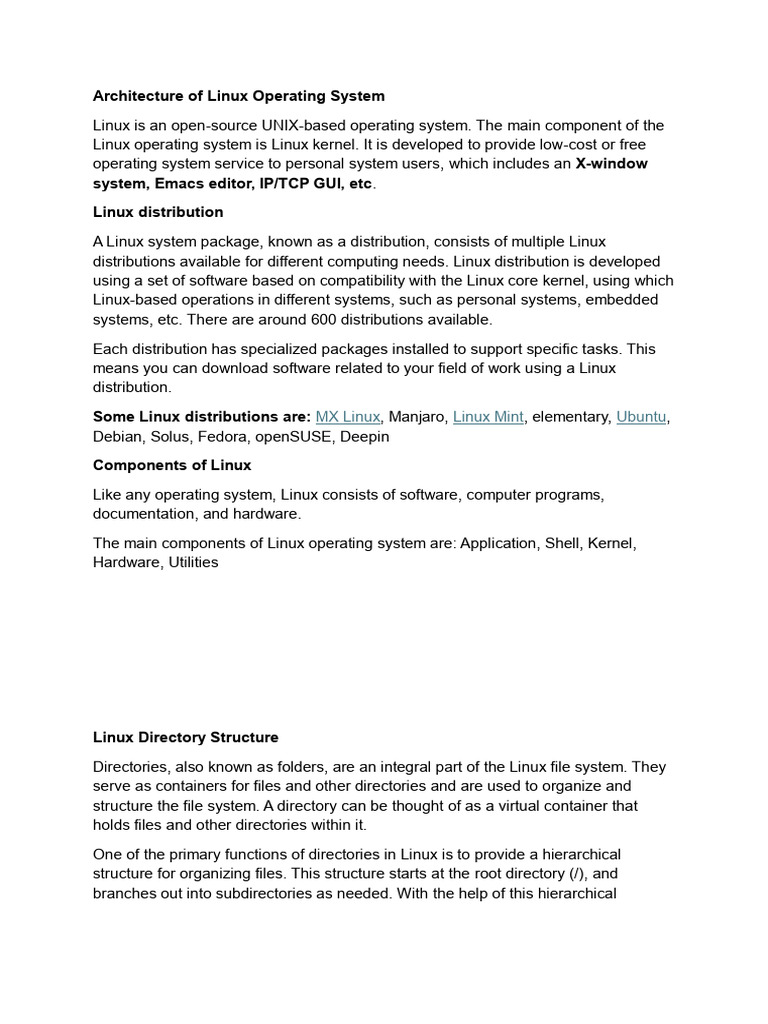 Overview of Linux OS Architecture | PDF | Kernel (Operating System ...