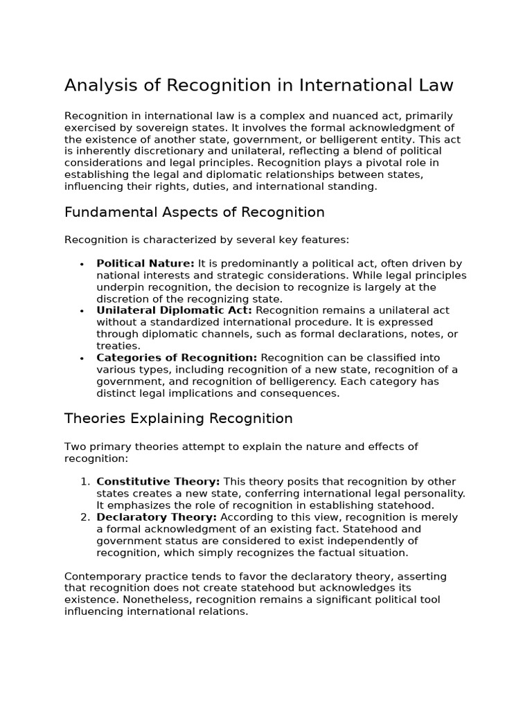 Understanding Recognition in International Law | PDF | Justice | Crime ...