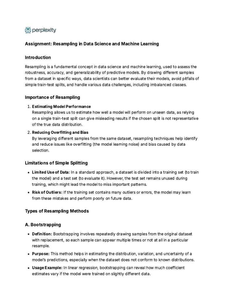 Assignment - Resampling in Data Science and Machine | PDF | Resampling ...