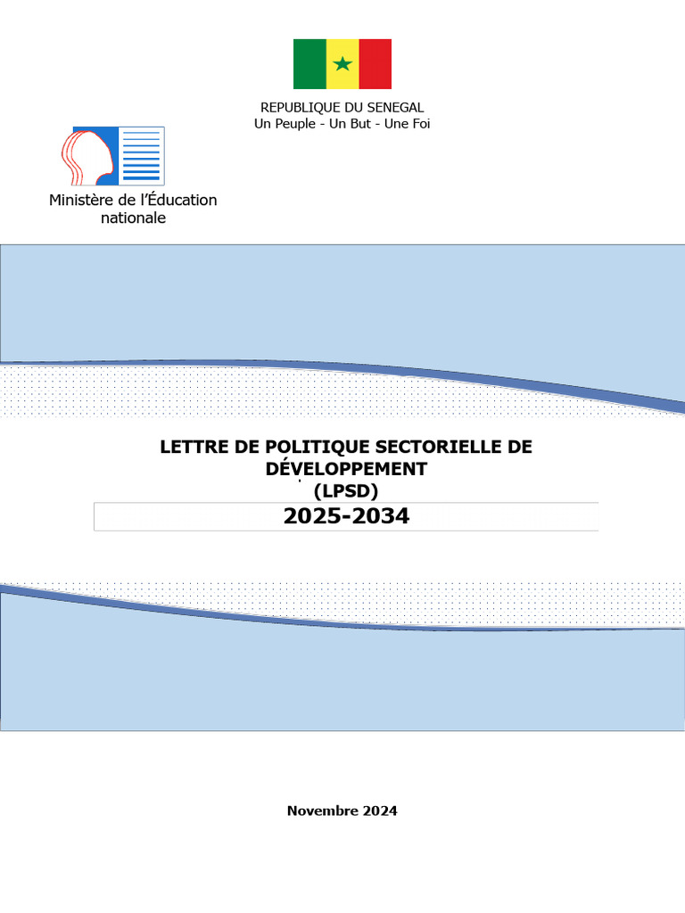 LPSD 2025-2034 : Stratégie Éducative Sénégal | PDF