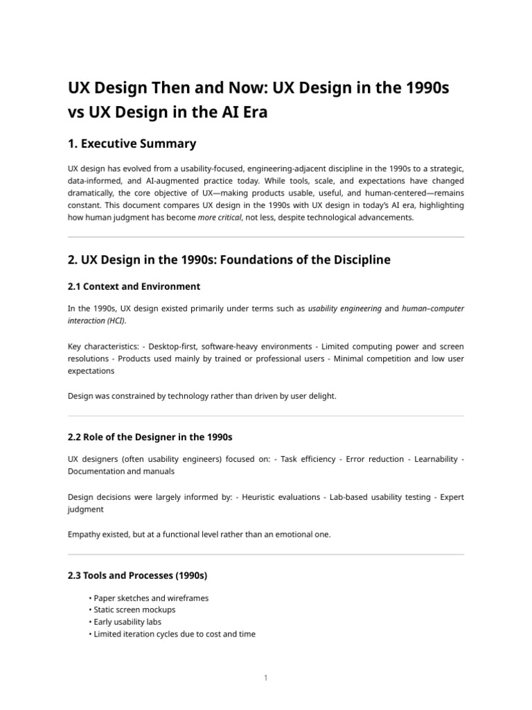 Evolution of UX Design: 1990s to AI Era | PDF | Usability | Artificial ...