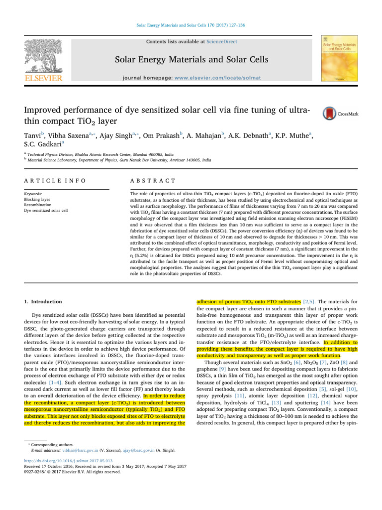 Solar Energy Materials and Solar Cells 2 | PDF | Physical Sciences ...
