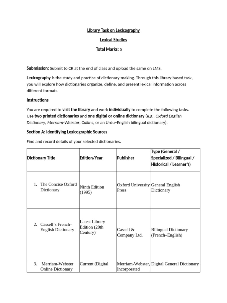 Assignment 5 11112025 012644pm | PDF | Lexicography | Dictionary
