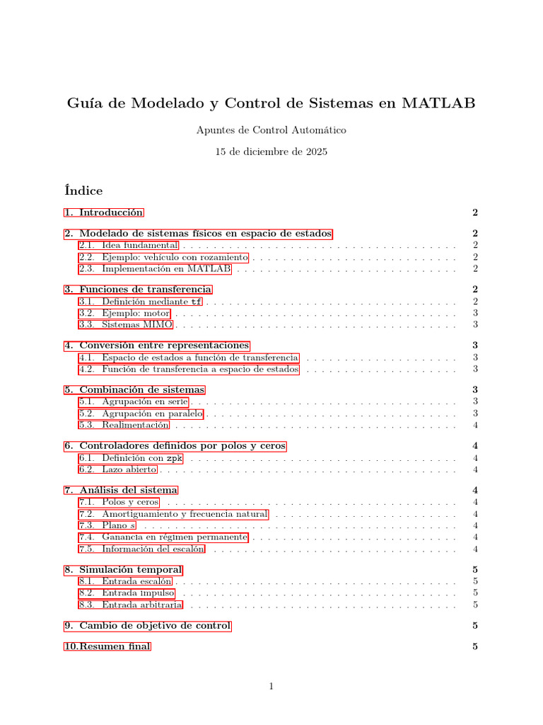 Modelado y Control de Sistemas en MATLAB | PDF | Física Matemática | Física