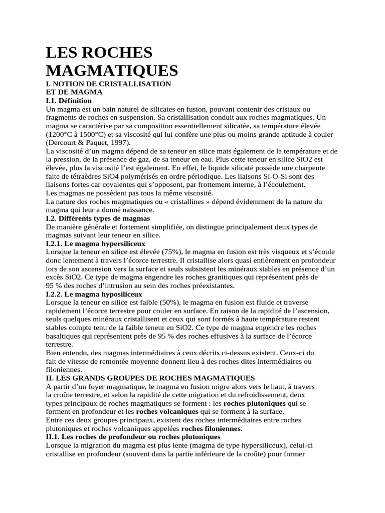 Types et caractéristiques des roches magmatiques | PDF | Granit | Magma