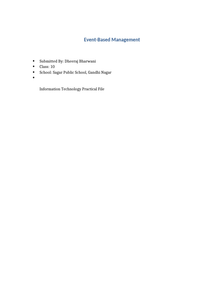 Event Based Management IT Practical Dheeraj Bharwani | PDF ...