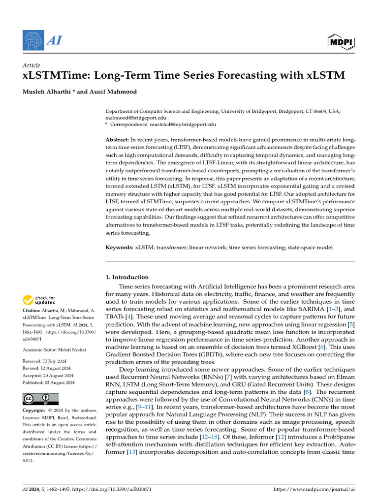 xLSTMTime: Enhanced Time Series Forecasting | PDF | Time Series ...
