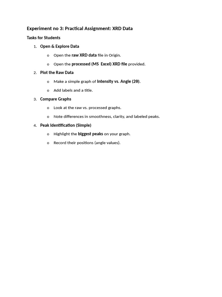 Exp 3 Practical Assignment XRD | PDF