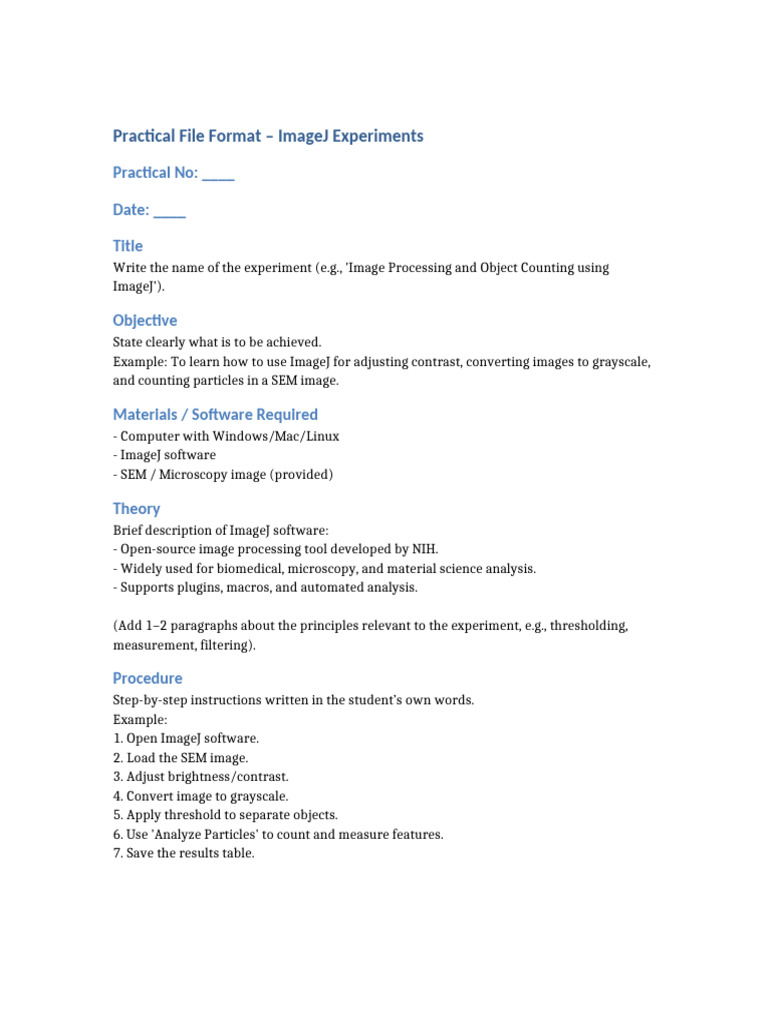 ImageJ Practical File Template | PDF